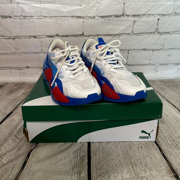 Puma Junior Blue, Red, White Athletic Sneakers in Box, Size 6.5, Pre-owned - Picture 1 of 8